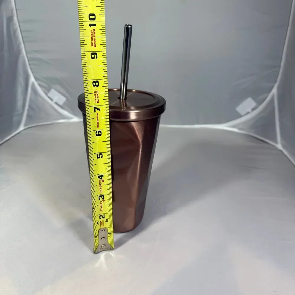 Starbucks 16oz Metallic Bronze Tumbler Cup w Lid Straw Reusable 2017